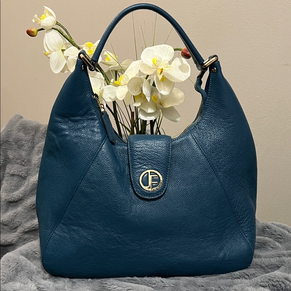Jack French London Chic Teal Leather Hobo Bag EUC Retail $189